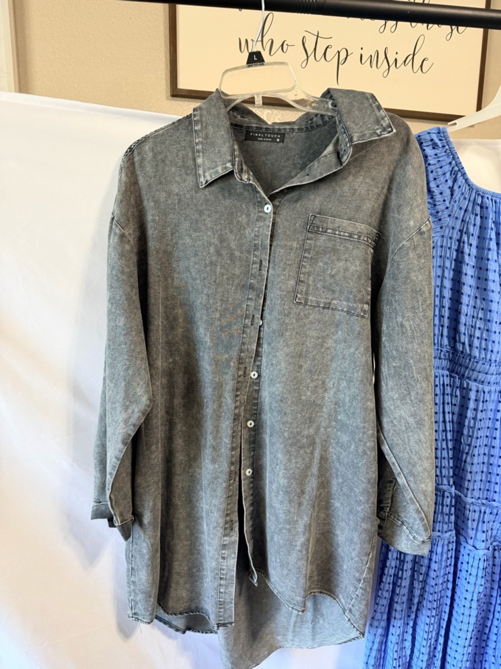 Final Touch Washed Grey Denim Shirt Jacket